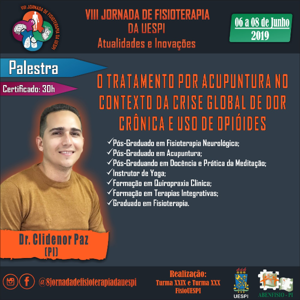 Palestra O Tratamento Por Acupuntura no Contexto da Crise Global de Dor Crônica e Uso de Opióides