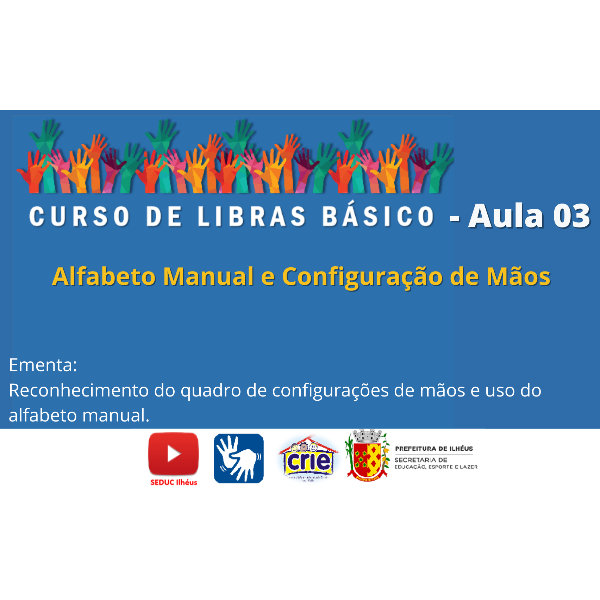 Quadro de configurações de mãos e uso do alfabeto manual