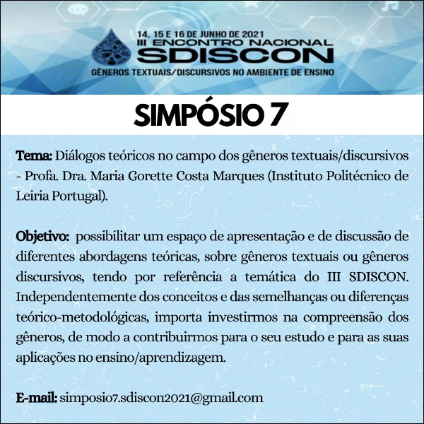 7-	Diálogos teóricos no campo dos gêneros textuais/discursivos.  