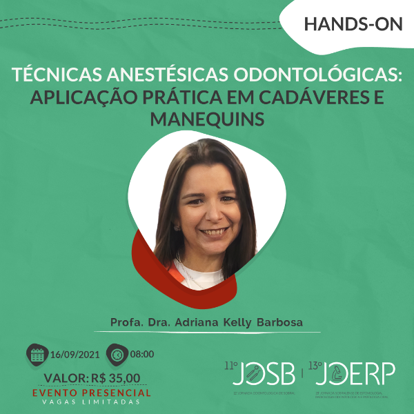 (EVENTO PRESENCIAL) TÉCNICAS ANESTÉSICAS ODONTOLÓGICAS: APLICAÇÃO PRÁTICA EM CADÁVERES E MANEQUINS
