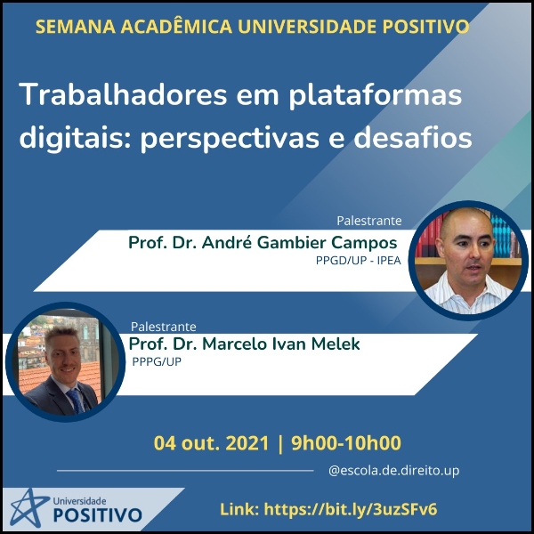 Palestra - Trabalhadores em plataformas digitais: perspectivas e desafios 