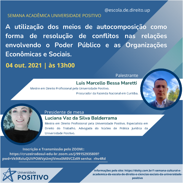 Seminário Discente PPGD - Apresentação dissertação defendida - A utilização dos meios de autocomposição como forma de resolução de conflitos nas relações envolvendo o Poder Público e as Organizações Econômicas e Sociais