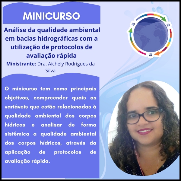 MINICURSO 02 - ANÁLISE DA QUALIDADE AMBIENTAL EM BACIAS HIDROGRÁFICAS COM A UTILIZAÇÃO DE PROTOCOLOS DE AVALIAÇÃO RÁPIDA.