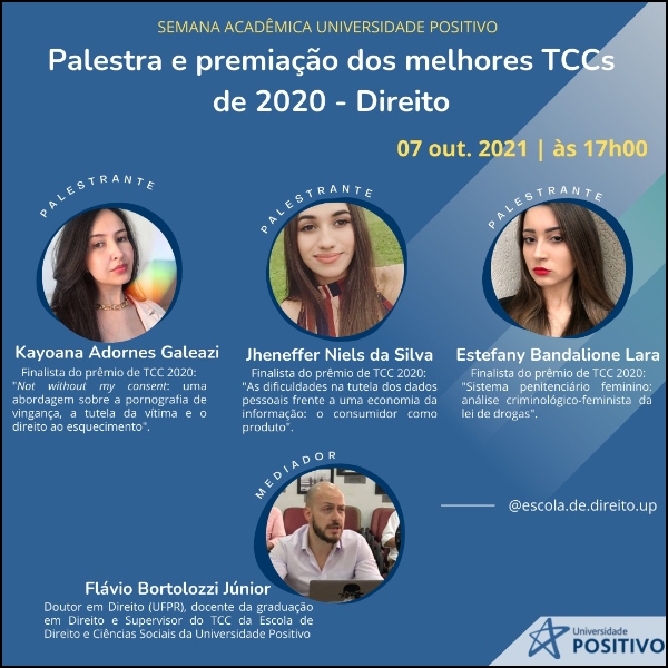 Palestra e premiação dos melhores TCCs do Curso de Direito de 2020 