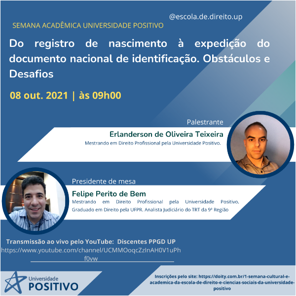 Seminário Discente PPGD - Do registro de nascimento à expedição do documento nacional de identificação. Obstáculos e Desafios