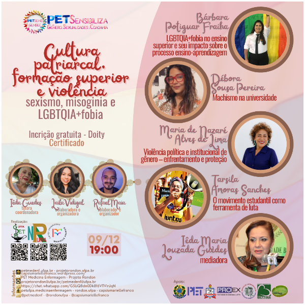 XII PET SENSIBILIZA - Cultura patriarcal, formação superior e violência: sexismo, misoginia e LGBTQIA+fobia