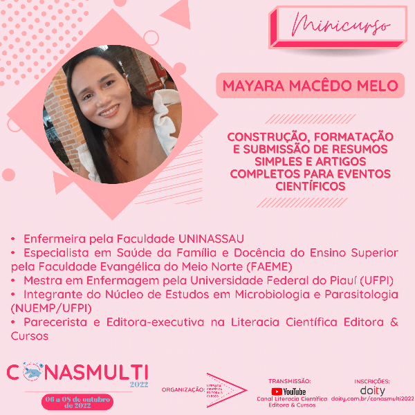 CONSTRUÇÃO, FORMATAÇÃO E SUBMISSÃO DE RESUMOS SIMPLES E ARTIGOS COMPLETOS PARA EVENTOS CIENTÍFICOS