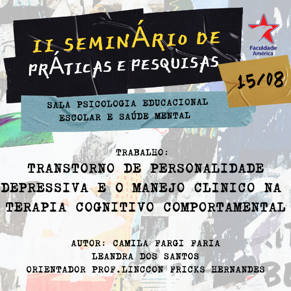TRANSTORNO DE PERSONALIDADE DEPRESSIVA E O MANEJO CLINICO NA  TERAPIA COGNITIVO  COMPORTAMENTAL
