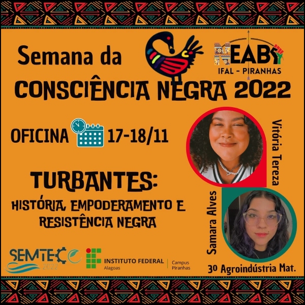 Turbantes: história, empoderamento e resistência negra -  Semana da Consciência Negra - NEABI