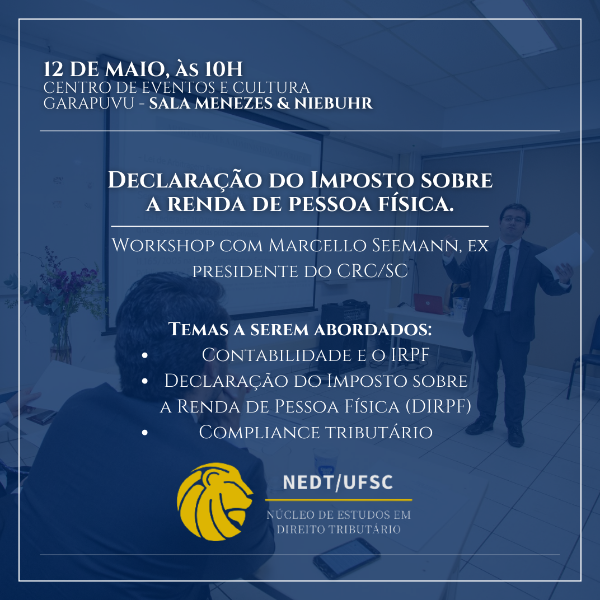 Workshop NEDT - Declaração do Imposto sobre a renda de pessoa física.