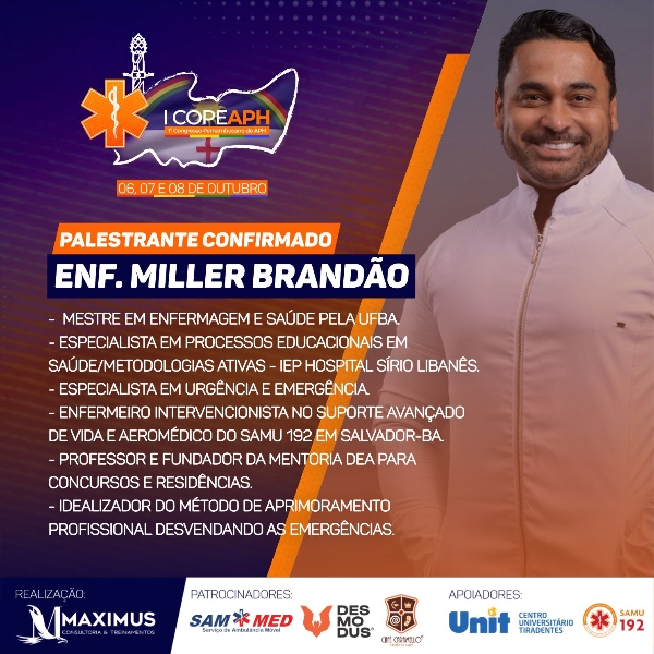 PALESTRA -  "MANEJO DAS EMERGÊNCIAS CLÍNICAS NO ATENDIMENTO PRÉ-HOSPITALAR" MILLER BRANDÃO