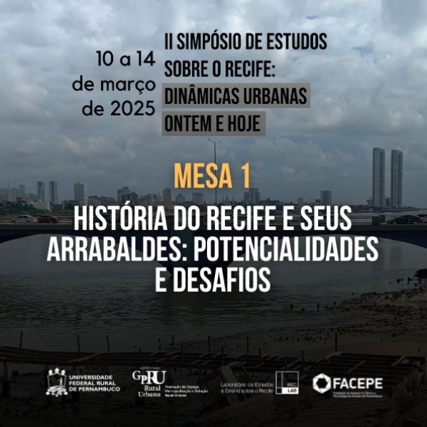 Mesa 1 | HISTÓRIA DO RECIFE E SEUS ARRABALDES: POTENCIALIDADES E DESAFIOS