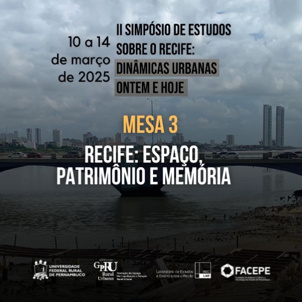 Mesa 3 | RECIFE: ESPAÇO, PATRIMÔNIO E MEMÓRIA