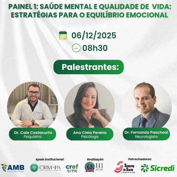 Cabeça - Painel 1 – Saúde Mental e Qualidade de Vida: Estratégias para o Equilíbrio Emocional.