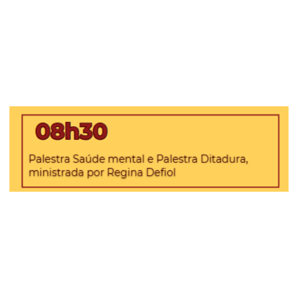 Palestras sobre Saúde Mental durante o curso e história do período ditatorial no Direito UEM.  
