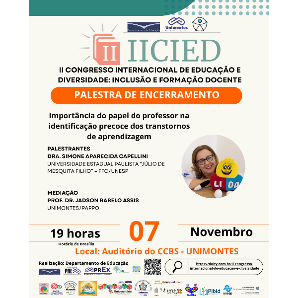 Encerramento do II CIED - Importância do papel do professor na identificação precoce dos transtornos de aprendizagem - 07/11/2025