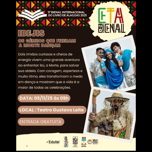 ETA na Bienal com "Ibejis - Os Gêmeos que Fizeram a Morte Dançar" (Teatro)