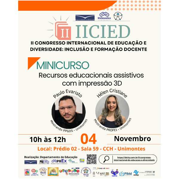 Minicurso: Recursos Educacionais assistivos com Impressão 3D