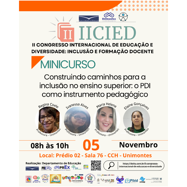 Minicurso - Construindo caminhos para a inclusão no ensino superior: o PDI como instrumento pedagógico