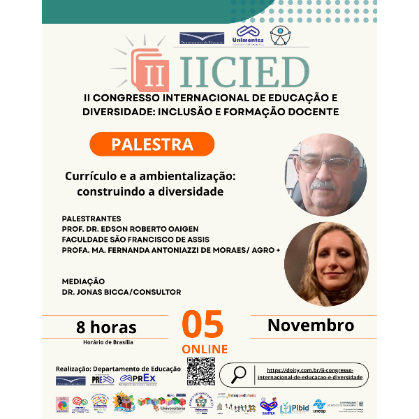 Palestra: Currículo e a ambientalização: construindo a diversidade