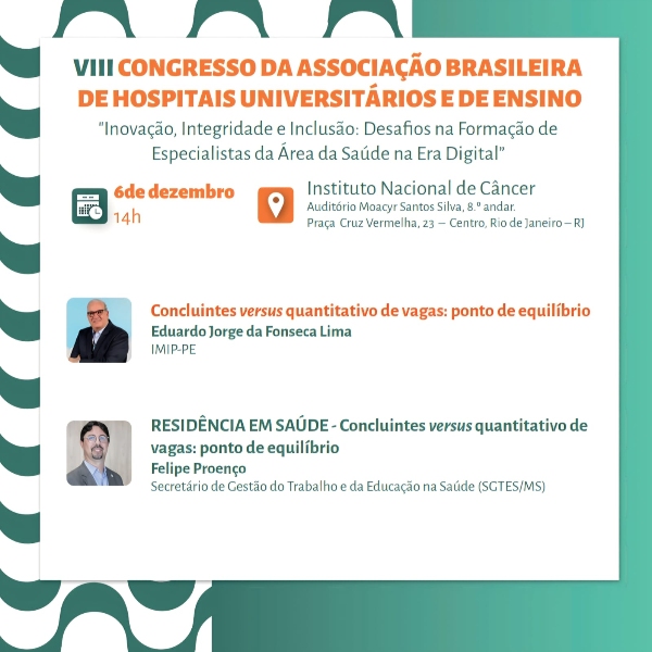10 - CONFERÊNCIA: RESIDÊNCIA EM SAÚDE - Concluintes versus quantitativo de vagas: ponto de equilíbrio