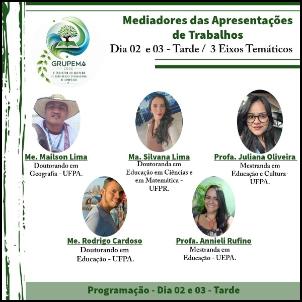 14h15 – APRESENTAÇÃO DE TRABALHOS