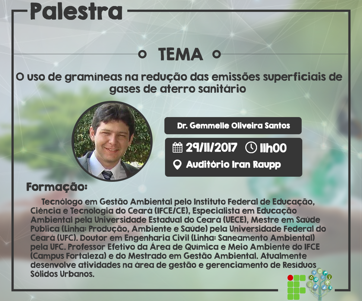 Palestra O uso de gramíneas na redução das emissões superficiais de gases de aterro sanitário