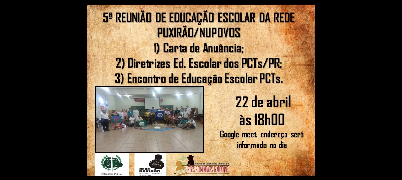 V Encontro Preparatório de Educação Escolar de PCTs