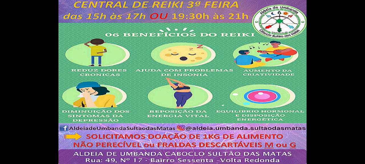 Inscrição para REIKI TERÇA-FEIRA às 19:30h
