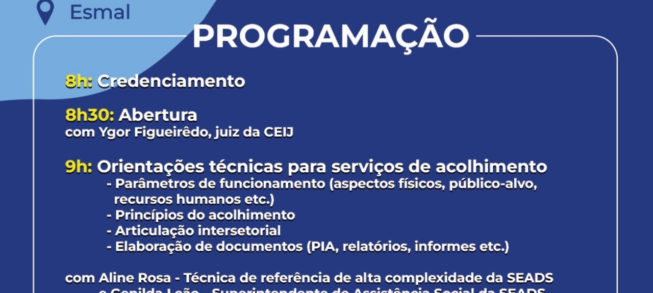 I Capacitação para as equipes de Acolhimento Institucional de Alagoas I Capacitação para as equipes de Acolhimento Institucional de Alagoas