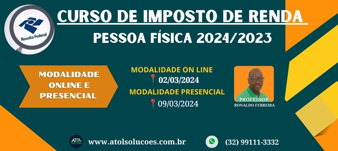 CURSO DE DECLARAÇÃO DE IMPOSTO DE RENDA PESSOA FÍSICA – 2024/2023