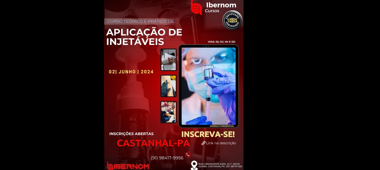 Curso de  Aplicação de Injetáveis em Capanema-PA.