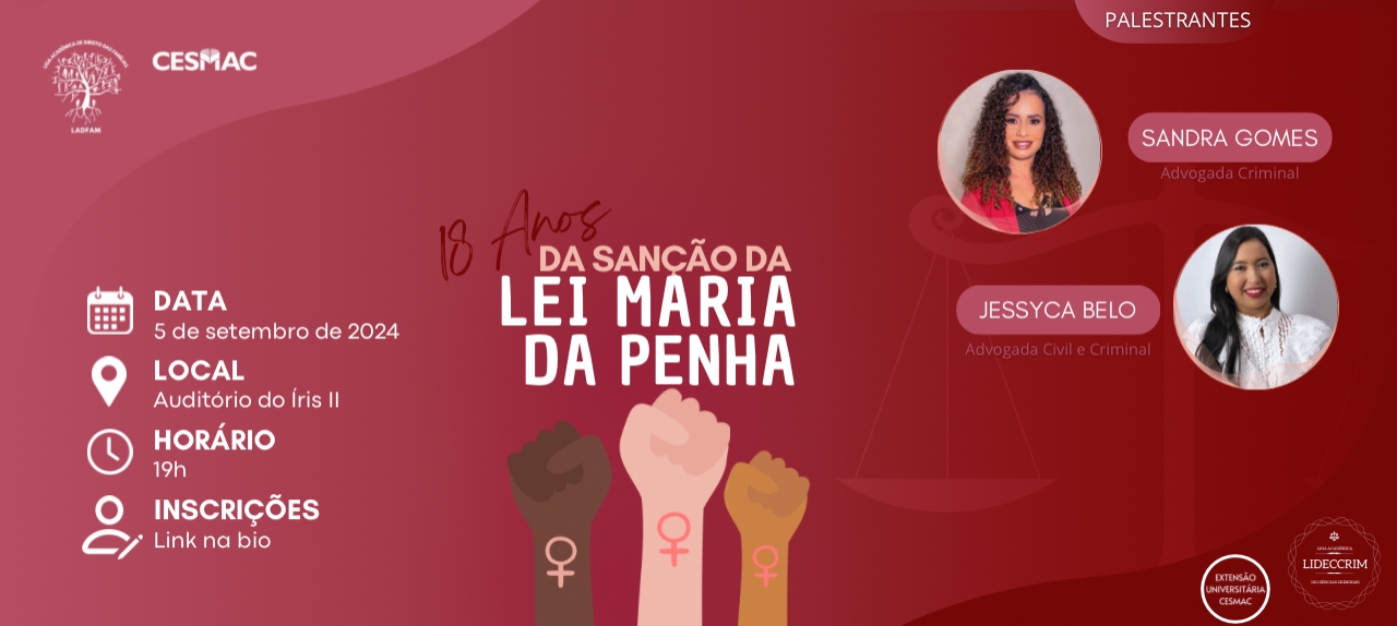 Palestra: 18 Anos da Sanção da Lei Maria da Penha
