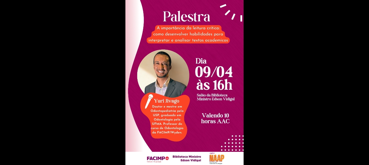 PALESTRA - A importância da leitura crítica: desenvolver habilidades para interpretar e analisar textos acadêmicos