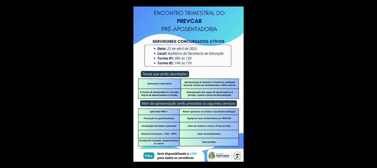 Encontro Trimestral do PREVCAR - Pré-Aposentadoria
