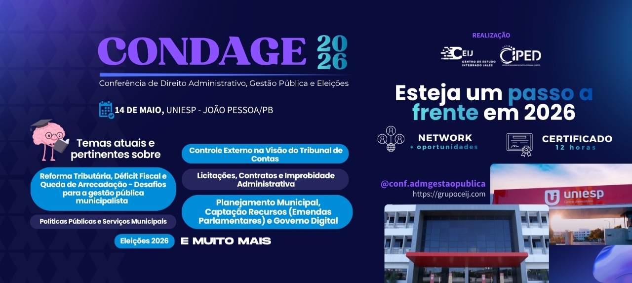 Conferência de Direito Administrativo, Gestão Pública e Eleições - CONDAGE 2026