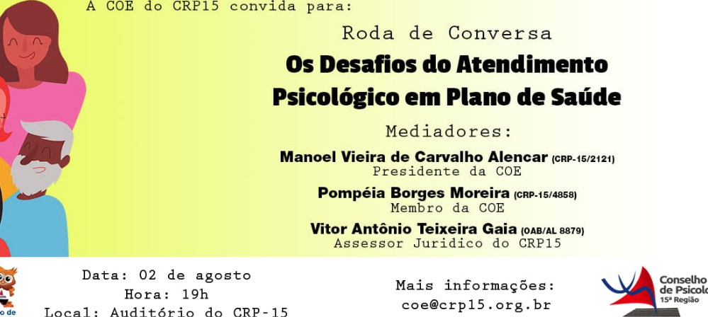 Roda de Conversa: Os desafios do Atendimento Psicológico em Plano de Saúde