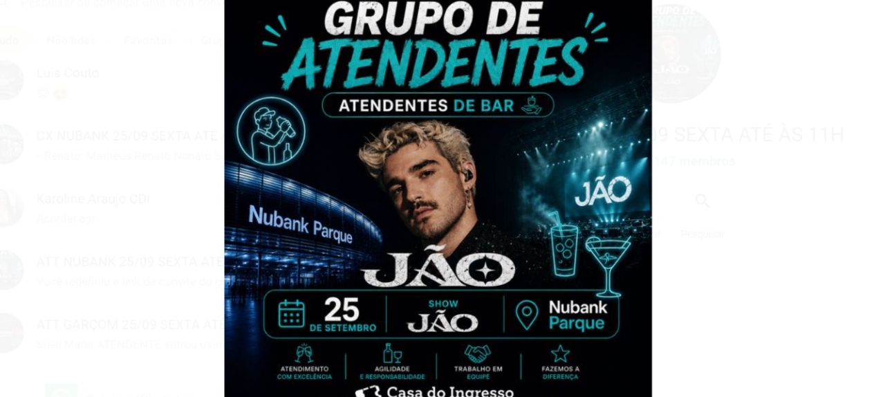 ATENDENTES - NUBANK 25/09 SEXTA ATÉ ÀS 11H
