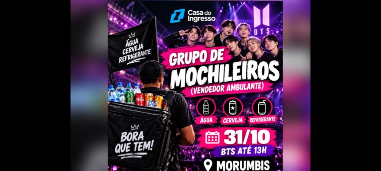 MOCHILEIROS- MORUMBIS 31/10 BTS ATÉ 13H