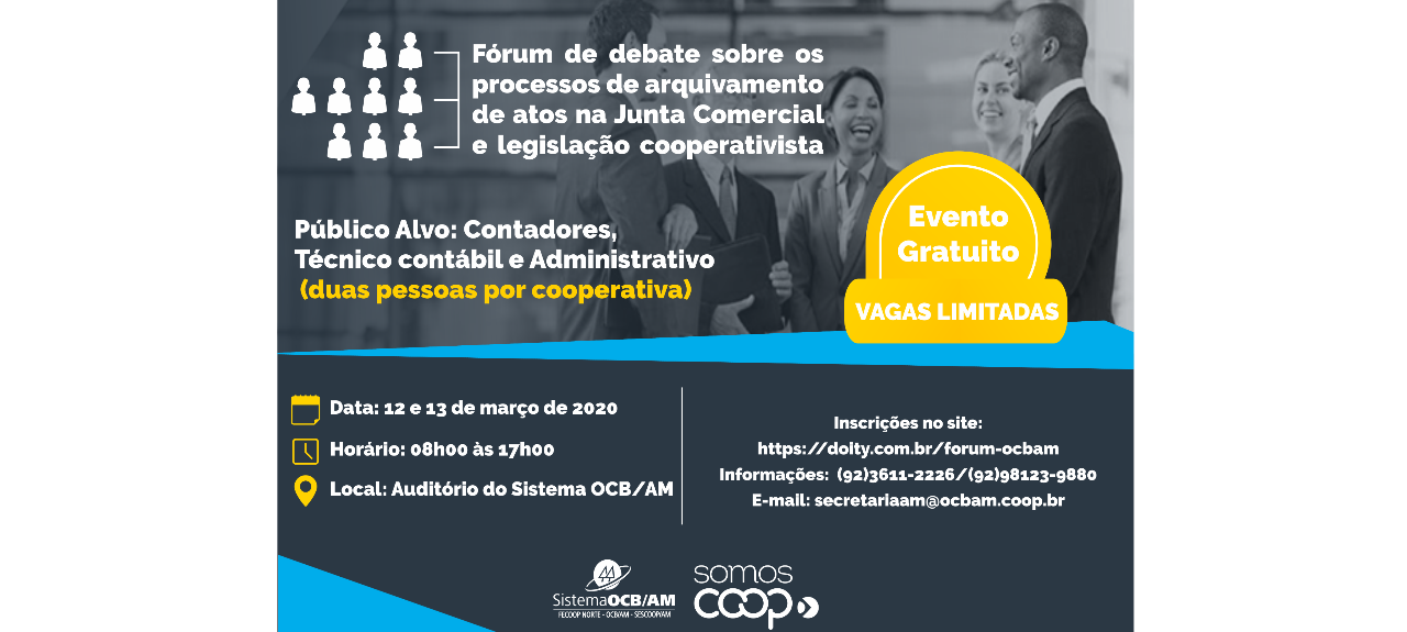 Fórum de debate sobre os  processos de arquivamento  de atos na Junta Comercial  e legislação cooperativista