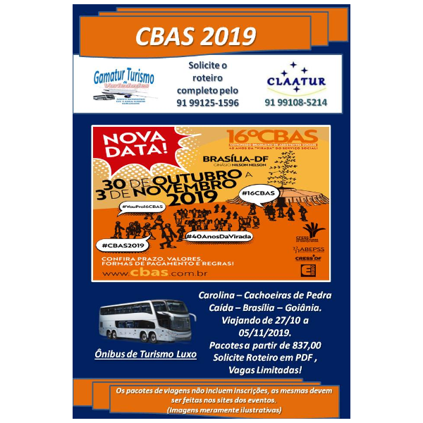 Excursão Gamatur Congresso CBAS 2019 